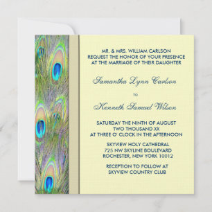 Invitación Boda de hermoso pavo real dorado