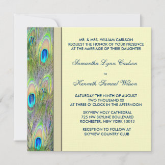 Invitación Boda de hermoso pavo real dorado