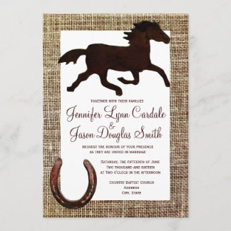 Invitación Boda de herradura de la arpillera del caballo