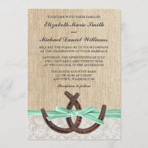 Invitación Boda de herradura de la cinta de la menta del