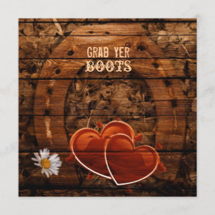 Invitación Boda de herradura de madera del granero occidental