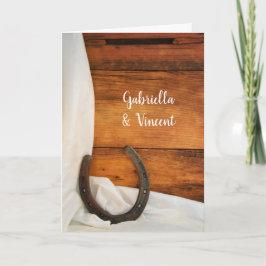 Invitación Boda de herradura y lata blanca en el establo