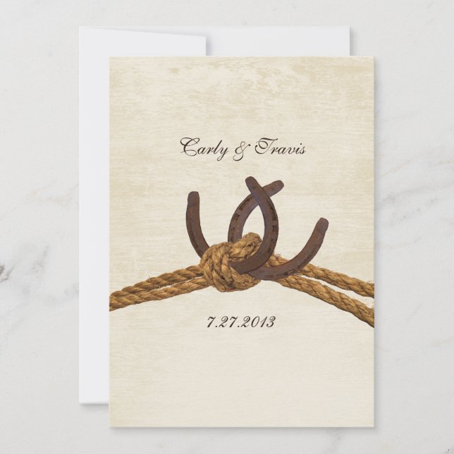 Invitación Boda de herraduras rusticas en el país (Anverso)