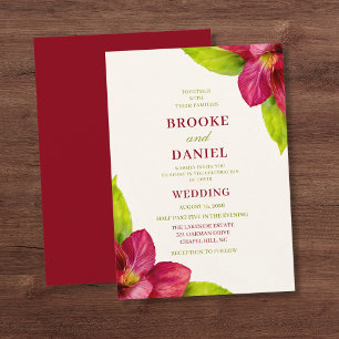 Invitación Boda de Hibisco de Burdeos y Hoja de Lima