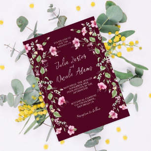 Invitación Boda de Hibisco Rosa Malva Polvoriento Regalo de D