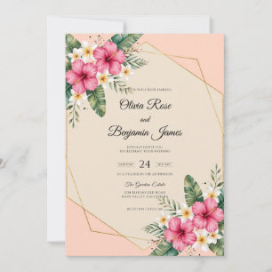 Invitación Boda de Hibisco Tropical Eucalipto Albaricoque