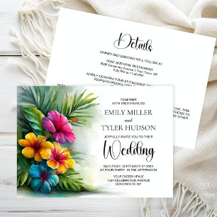 Invitación Boda de Hibisco Tropical Todo en Uno