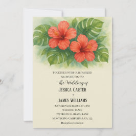 Invitación Boda de Hibiscus Beach Tropical Hawaii