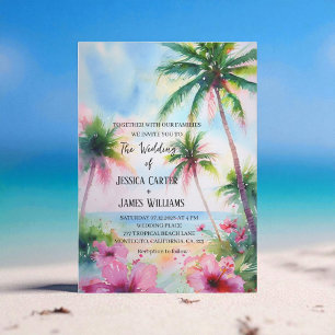 Invitación Boda de Hibiscus Beach Tropical Hawaii
