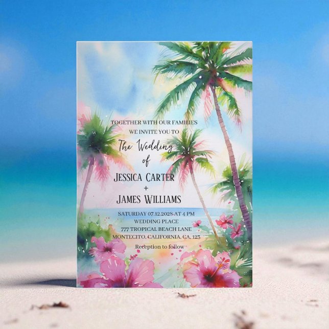 Invitación Boda de Hibiscus Beach Tropical Hawaii (Subido por el creador)