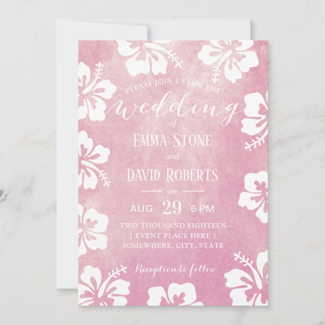 Invitación Boda de Hibiscus Floral Watercolor Tropical (Anverso)