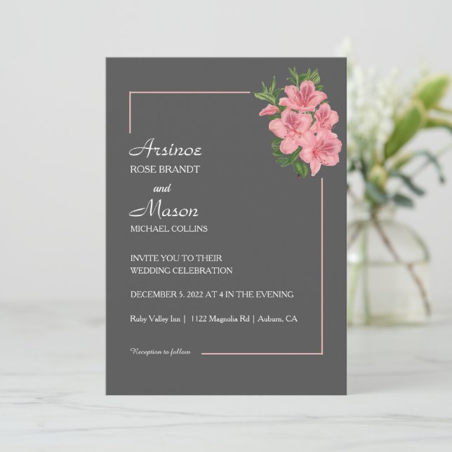 Invitación Boda de Hibiscus Pintado con encanto (Anverso de pie)