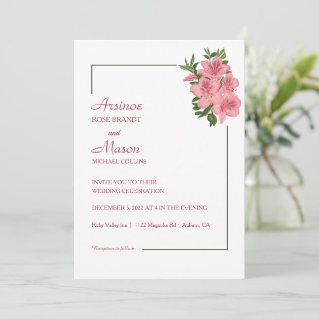 Invitación Boda de Hibiscus Pintado con encanto (Anverso de pie)