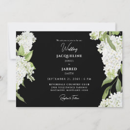 Invitación Boda de hidraneas blancas negras