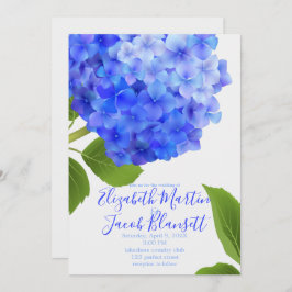 Invitación Boda de hidrangea azul acuarela