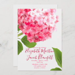 Invitación Boda de hidrangea rosa acuarela