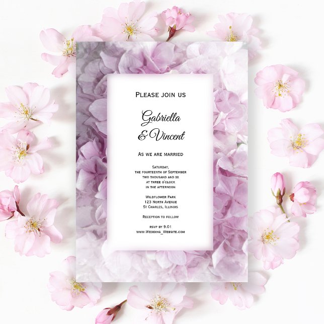 Invitación Boda de hidrangea rosa suave (Subido por el creador)