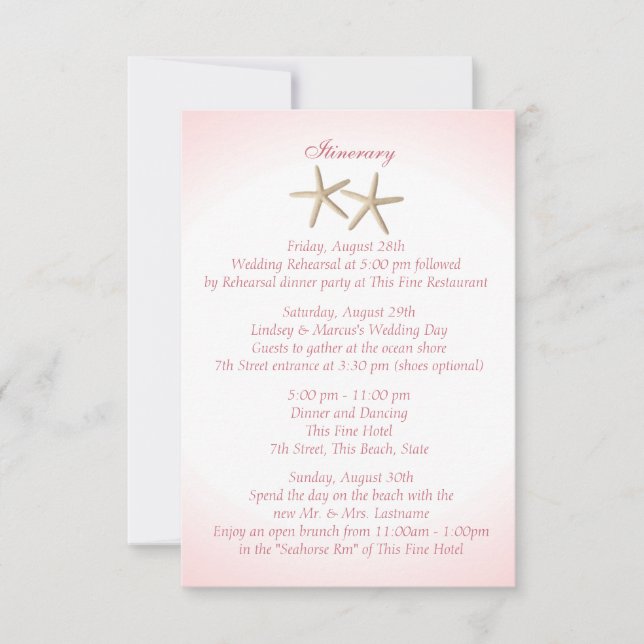 Invitación Boda de hidrangea rosada frente al mar (Anverso)