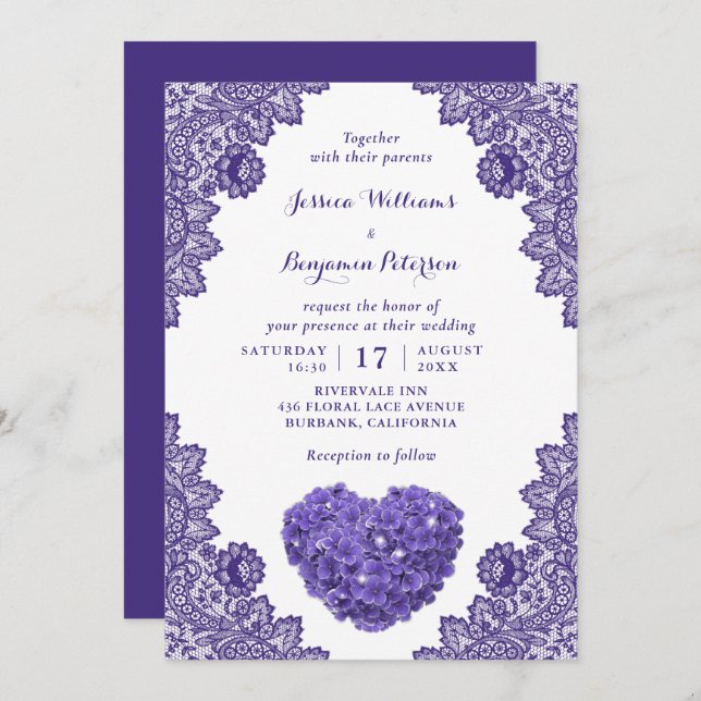 Invitación Boda de Hidrangea Rústica Personalizada (Anverso / Reverso)