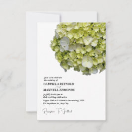 Invitación Boda de hidrangea verde natural clásica