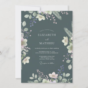 Invitación Boda de hiedra marfil en pizarra