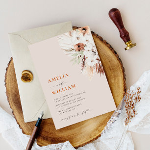 Invitación boda de hierba boho terracotta pampas
