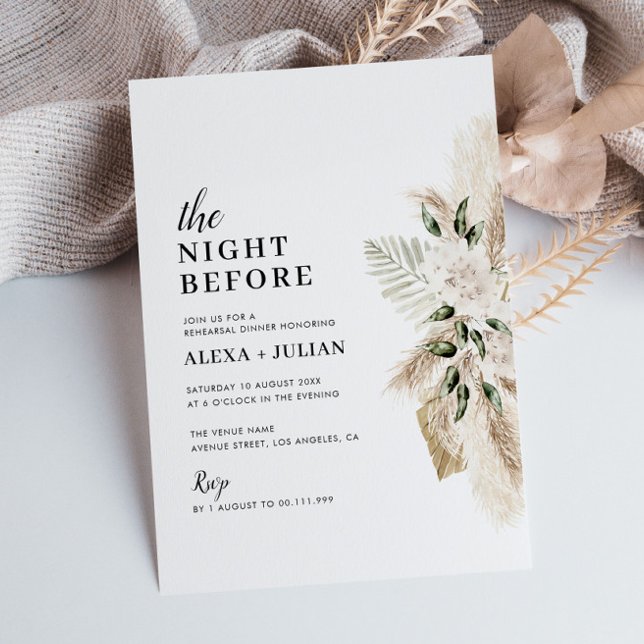 Invitación Boda de hierba de Boho pampas (Subido por el creador)