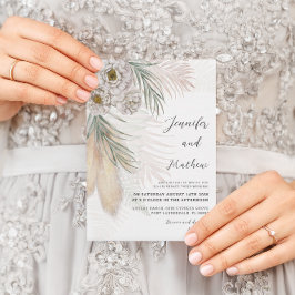 Invitación Boda de hierba de Pampas acuarela y flores blancas