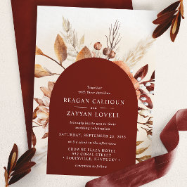 Invitación Boda de hierba de Pampas con arco floral de terrac