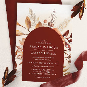 Invitación Boda de hierba de Pampas con arco floral de terrac