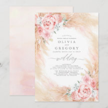 Boda de hierba de pampas de flores rosas de Rubor