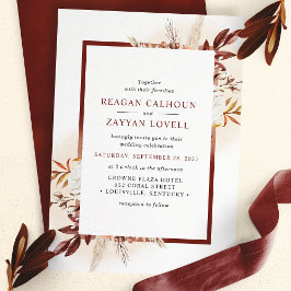 Invitación Boda de hierba de Pampas floral rústica de terraco