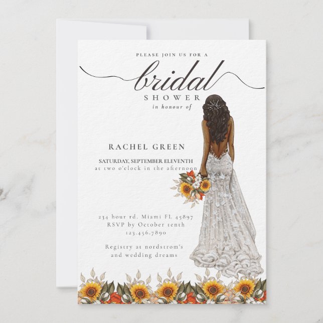 Invitación Boda de hierba de Pampas Gown Boho Bridal Shower (Anverso)