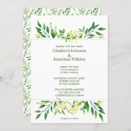 Invitación Boda de hierbas botánicas de la primavera verde