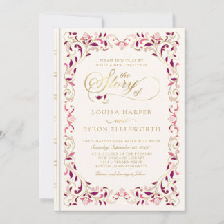 Invitación Boda de historia de hadas de libros de la Bibliote