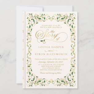 Invitación Boda de historia de hadas de libros de la Bibliote