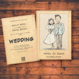 Invitación Boda de historietas de la pareja romántica retro v