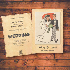 Invitación Boda de historietas de la pareja romántica retro v