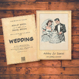 Invitación Boda de historietas de los años 50 de Brida Románt