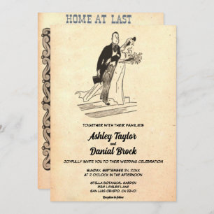 Invitación Boda de historietas de parejas de estilo antiguo r