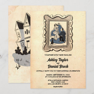Invitación Boda de historietas de parejas románticas retro vi
