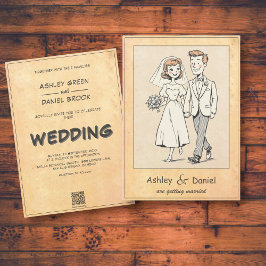 Invitación Boda de historietas de parejas románticas vintage