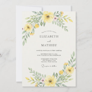 Invitación Boda de hoja amarilla suave