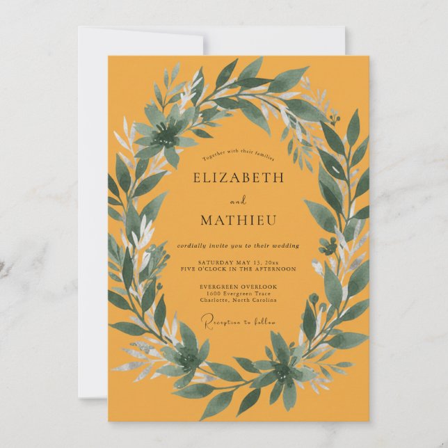 Invitación Boda de Hoja Ámbar (Anverso)