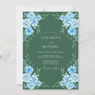 Invitación Boda de hoja azul forestal