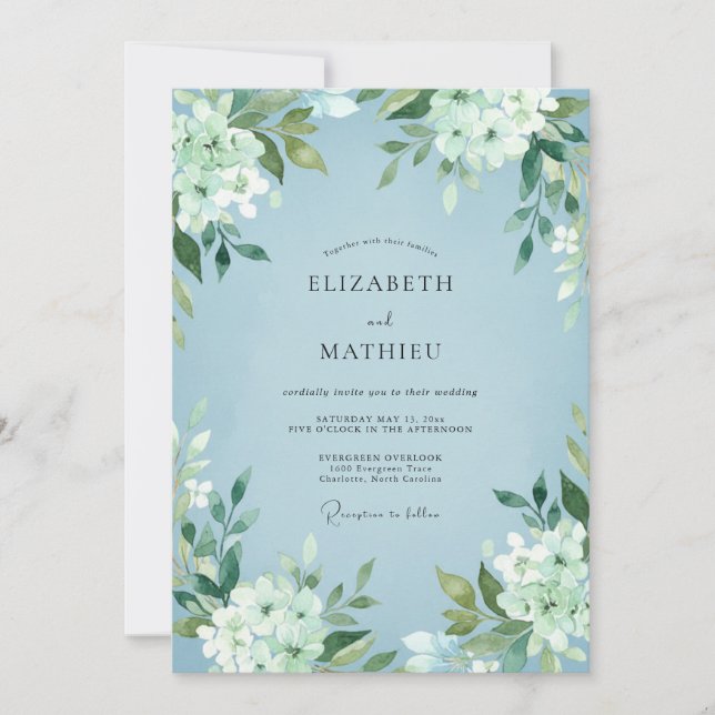 Invitación Boda de Hoja Blanca Helada (Anverso)