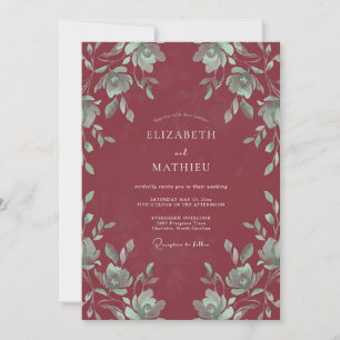 Invitación Boda de Hoja Carmesí Profunda