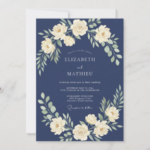 Invitación Boda de hoja cremosa de medianoche