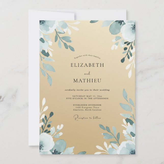 Invitación Boda de hoja de acero beige (Anverso)