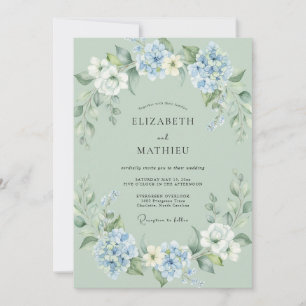 Invitación Boda de hoja de aciano espuma de mar